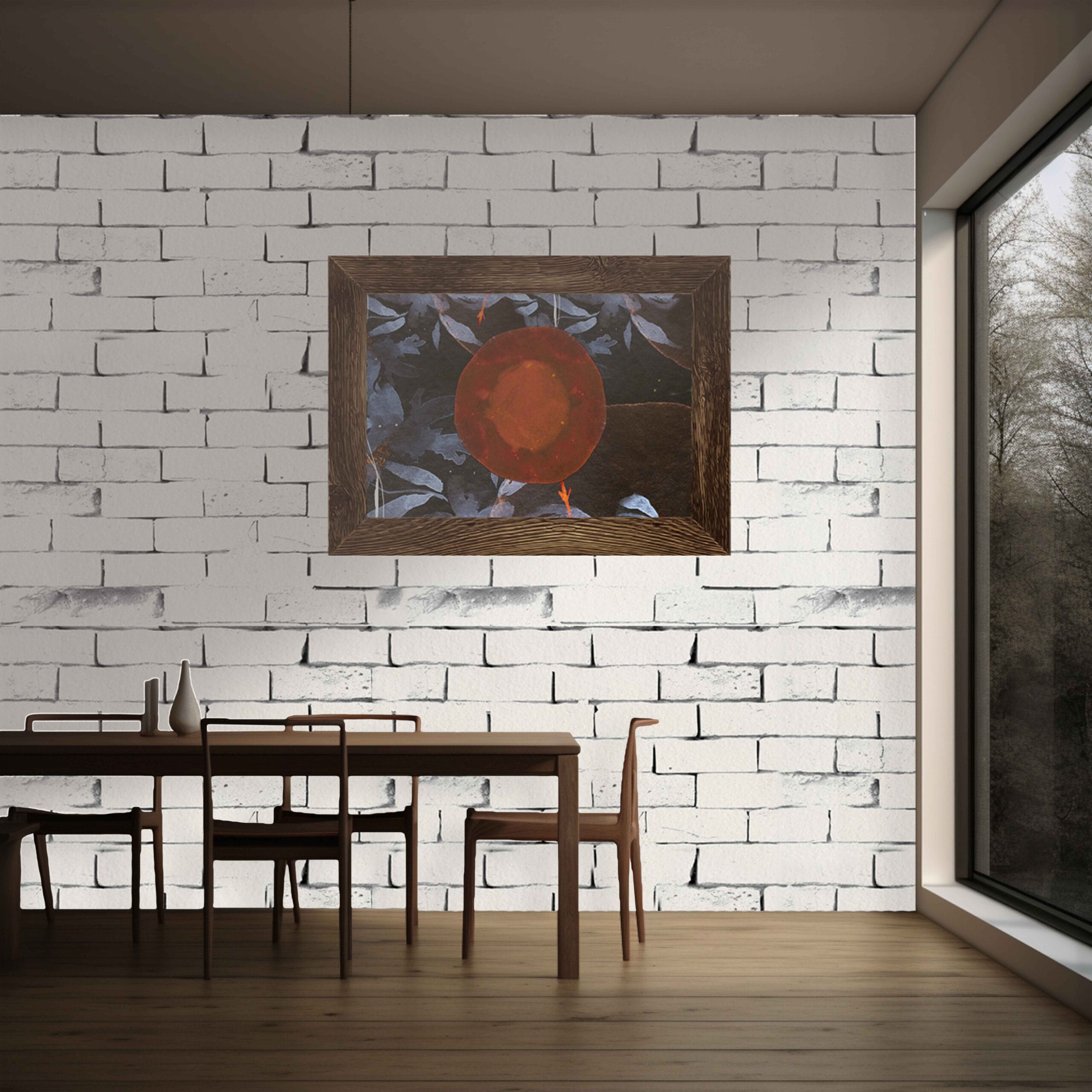 Bijeli Zid Cigle s Umjetničkim Okvirom - Image 4