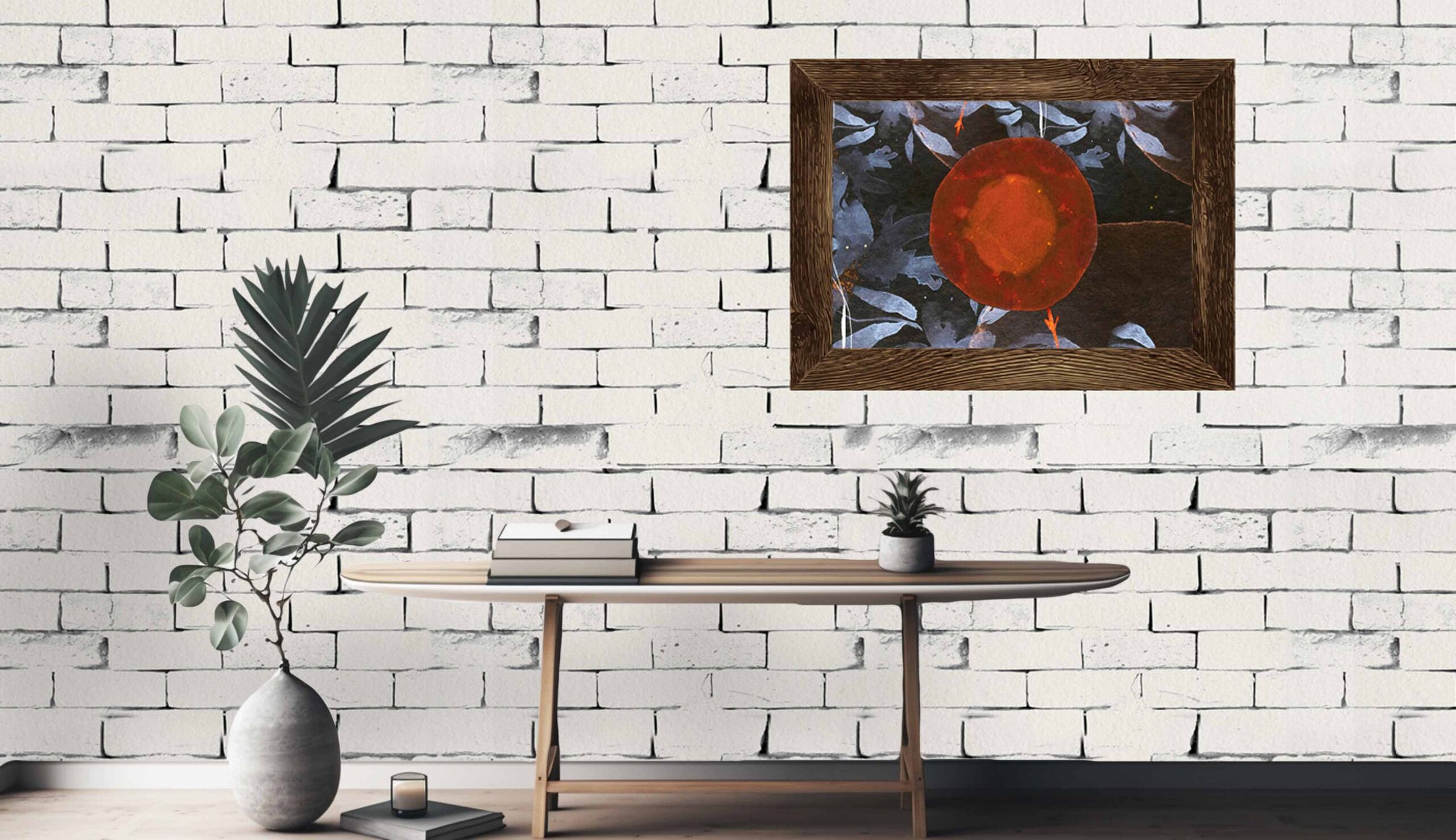 Bijeli Zid Cigle s Umjetničkim Okvirom - Image 3